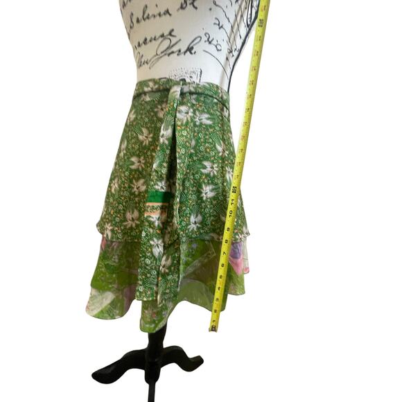 EARTHBOUND TRADING Co. WRAP SKIRT GREEN FLORAL SILK ONE SIZE FIT MOST FAIRY CORE - Picture 6 of 16